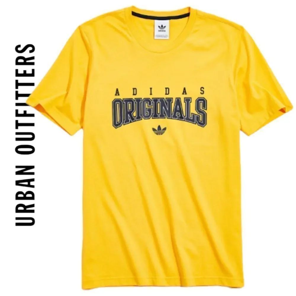 NEW adidas Urban Outfitters UO Script Yellow Shirt T-Shirt Tee M